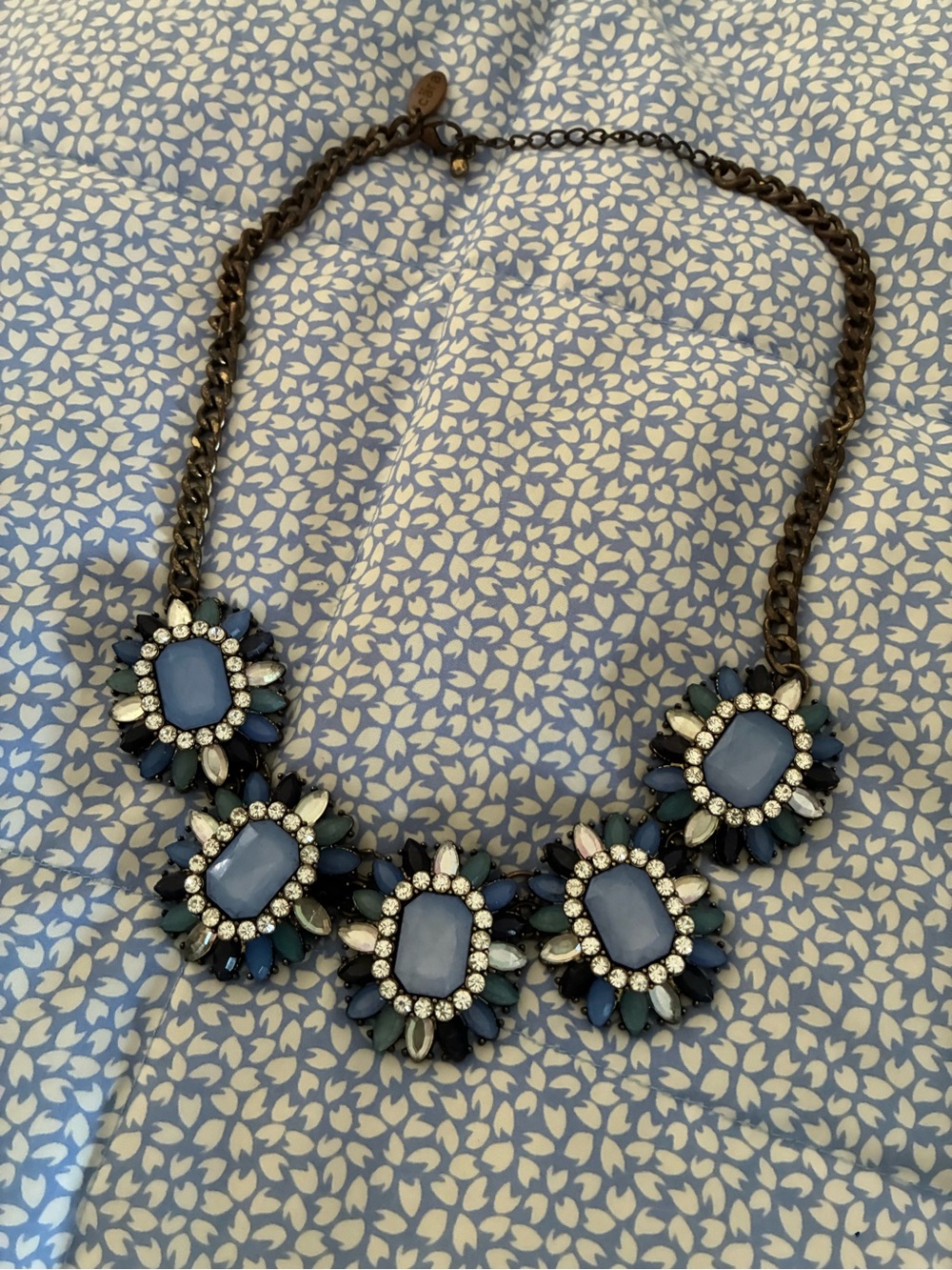 Statement Blue Floral Cluster Necklace - Cara New York